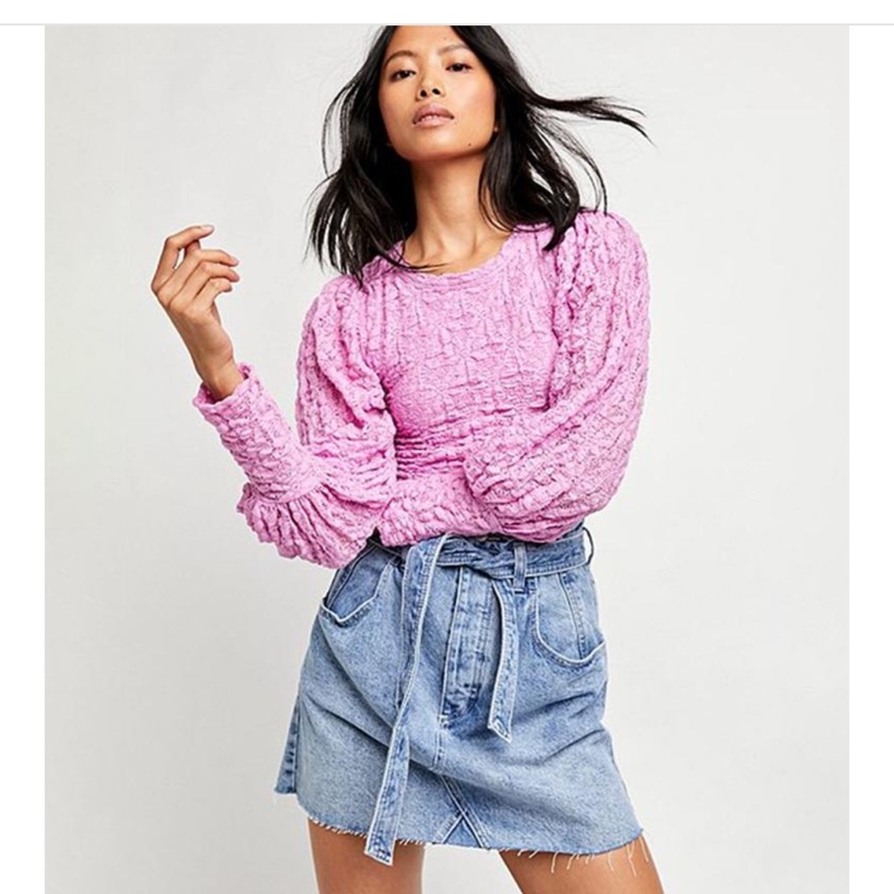 NWT Free People Tea Time Top in Plumeria/Pink